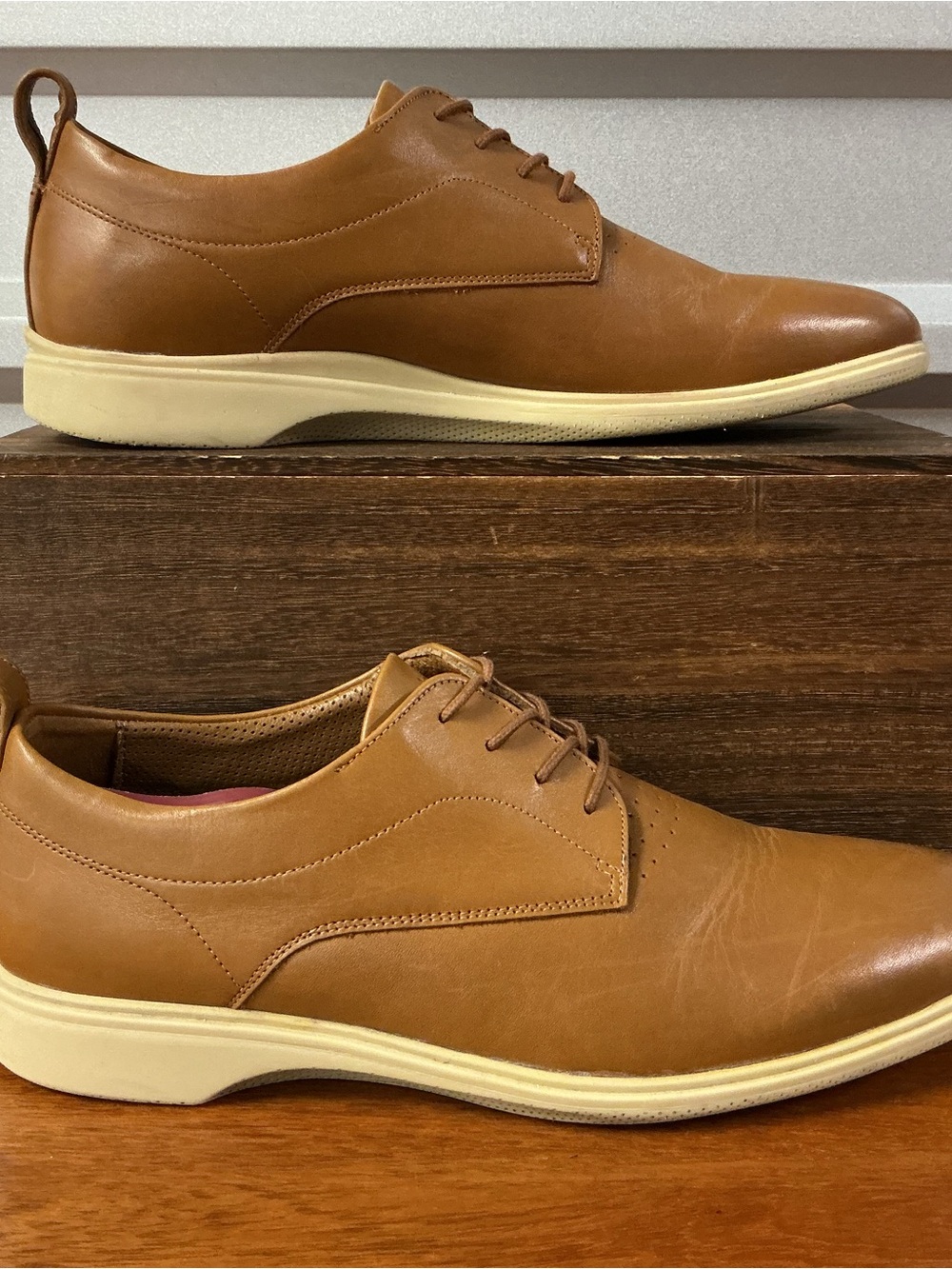 Amberjack Men Tan Leather Comfort Derby Oxford Size 13